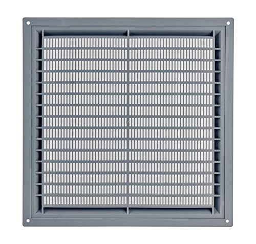 Beige - 250x250mm / 9x9'' - Rectangular Plastic Air Vent Grille with Anti-Insect Mesh - Fly Screen