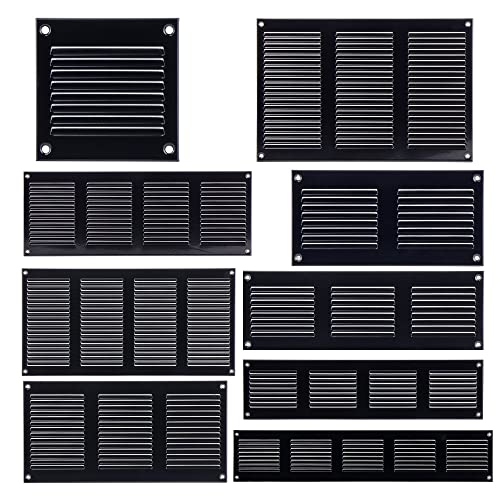 Black - 100x100mm / 4x4 inch - Black Metal Air Vent Cover with Insect Mesh - Ventilation Grilles