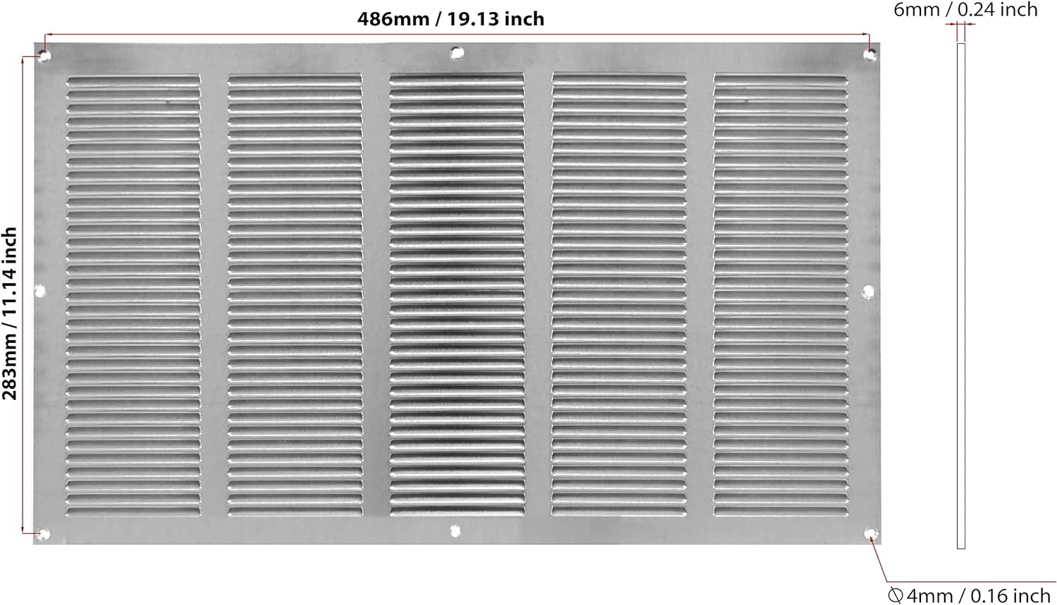 Galvanised Steel - 500x300 mm / 20x12 inch - Galvanised Steel Air Vent Cover with Insect Mesh