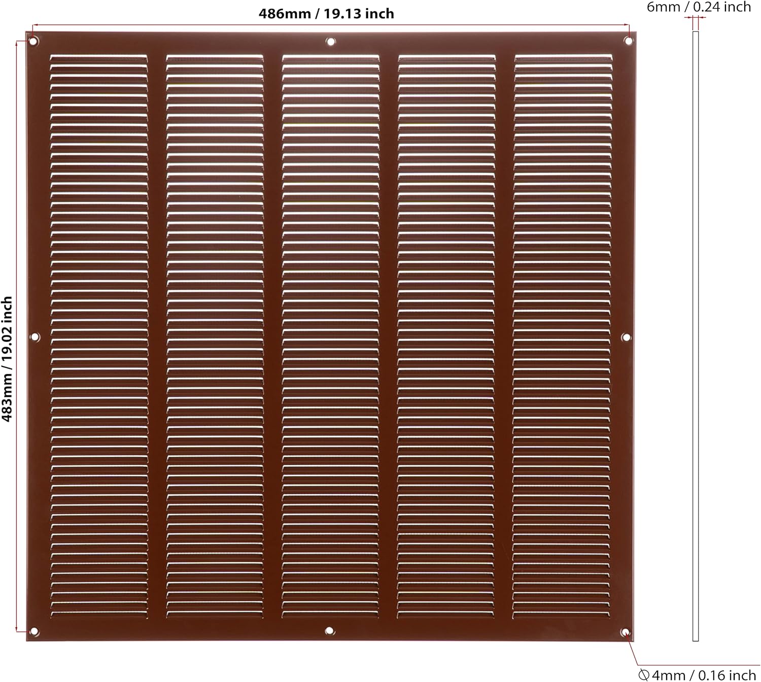Brown - 500x500mm / 20x20'' - Brown Metal Air Vent Cover with Insect Mesh