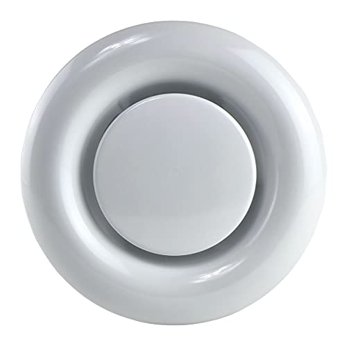 White - Ø 80mm / 3.1" - Exhaust / Supply - with mounting collar DM - DM Round Air Extract Supply Valve - Ducting Cover Diffuser with mounting collar DM