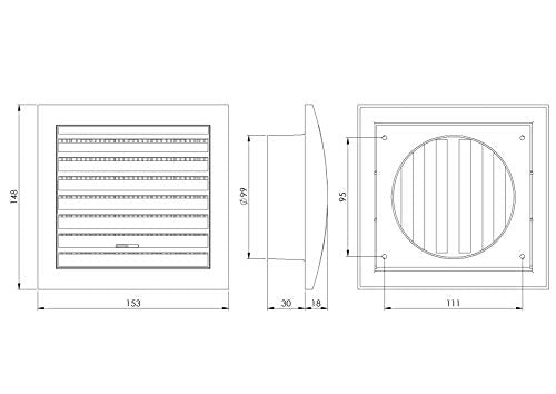 White - Ø 100mm / 4" - Plastic Air Vent Grille Cover - Ventilation Grill with Fly Screen