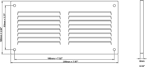 Stainless Steel - 20x10 cm / 8x4 inch - Stainless Steel Vent Cover with Insect Screen - Exhaust Air Grilles