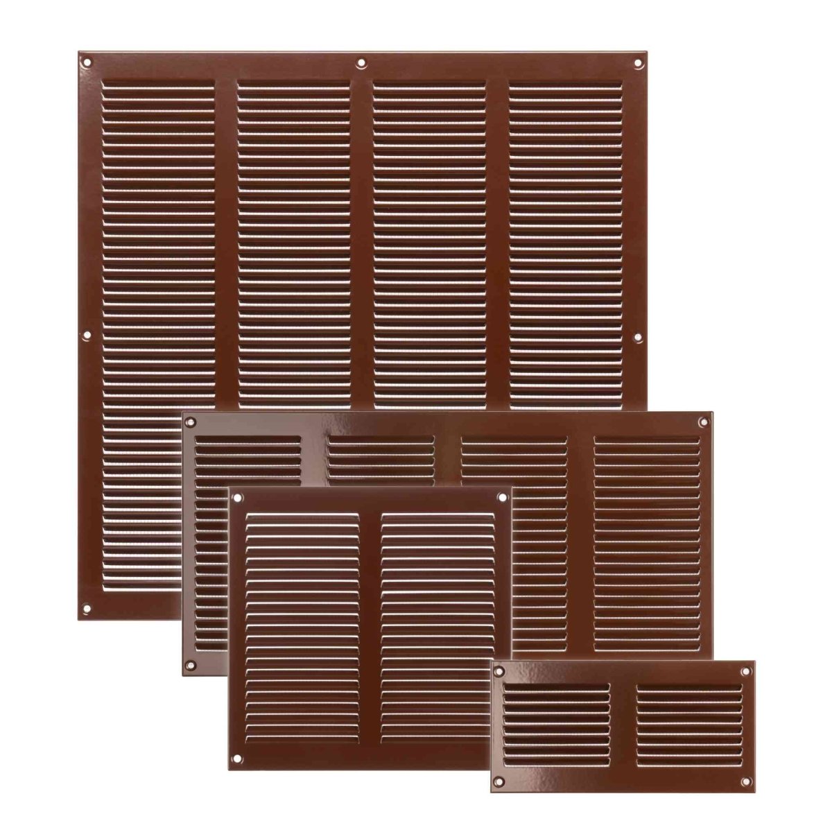 Brown - 100x100mm / 4x4'' - Brown Metal Air Vent Cover with Insect Mesh