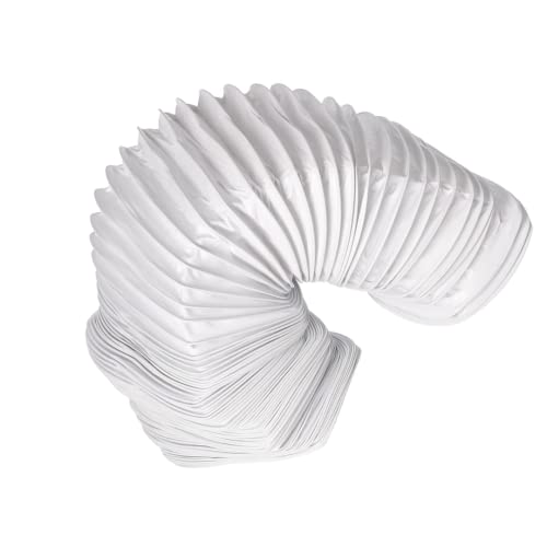 220x55mm - 6m - - Rectangular PVC Flexible Hose - White Tumble Dryer, Cooker Hood, Extractor Fan, Air Conditioner Hose