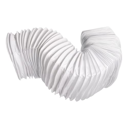 220x55mm - 6m - - Rectangular PVC Flexible Hose - White Tumble Dryer, Cooker Hood, Extractor Fan, Air Conditioner Hose