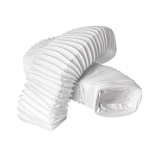 110x55mm - 1m - - Rectangular PVC Flexible Hose - White Tumble Dryer, Cooker Hood, Extractor Fan, Air Conditioner Hose