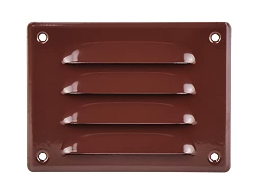 Brown - 140x105mm / 5.5x4 inch - Metal Air Vent Grille Cover with Insect Net - Ventilation Cover