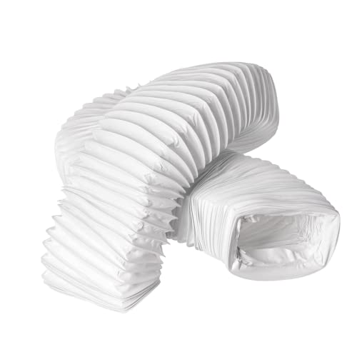 220x55mm - 6m - - Rectangular PVC Flexible Hose - White Tumble Dryer, Cooker Hood, Extractor Fan, Air Conditioner Hose