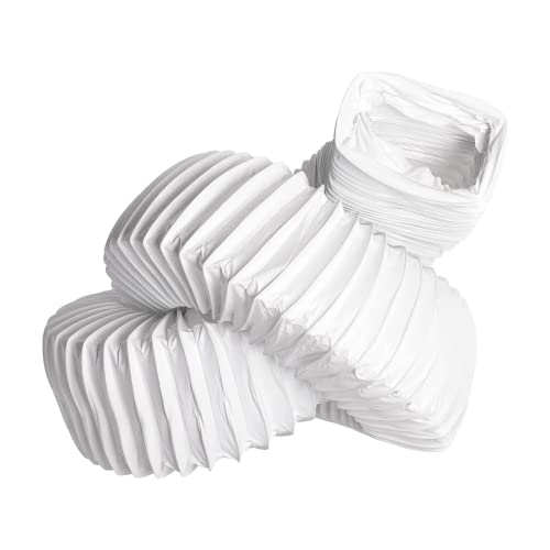 220x55mm - 6m - - Rectangular PVC Flexible Hose - White Tumble Dryer, Cooker Hood, Extractor Fan, Air Conditioner Hose