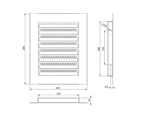 Galvanised Steel - 300x300mm / 12x12'' - Weather Protection Grille - Rectangular Ventilation Grille Exhaust Grille with Mouse Protection Mesh