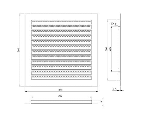 Galvanised Steel - 300x300mm / 12x12'' - Weather Protection Grille - Rectangular Ventilation Grille Exhaust Grille with Mouse Protection Mesh