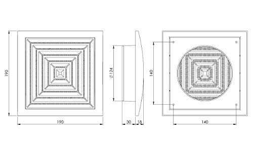 White - Ø 125mm / 5" - White Plastic Ventilation Grille with Anti Insect Net - Ceiling Vent