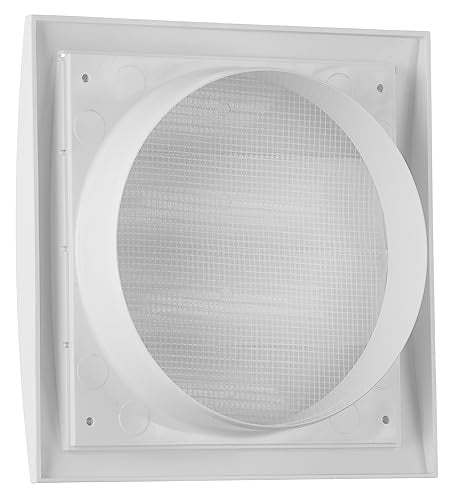 White - Ø 150mm / 6" - ventilation grille - Plastic Cowled Hooded Air Ventilation Wall Grille with Round Spigot and Automatic Shutter