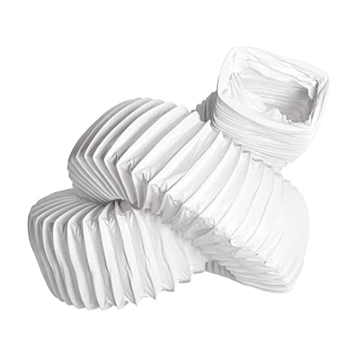 110x55mm - 1m - - Rectangular PVC Flexible Hose - White Tumble Dryer, Cooker Hood, Extractor Fan, Air Conditioner Hose