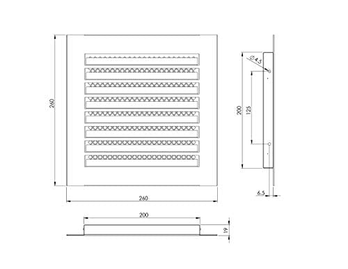 Black - 300x300mm / 12x12'' - Weather Protection Grille - Rectangular Ventilation Grille Exhaust Grille with Mouse Protection Mesh