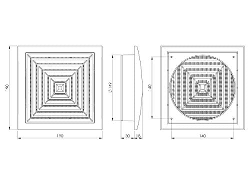 White - Ø 125mm / 5" - White Plastic Ventilation Grille with Anti Insect Net - Ceiling Vent