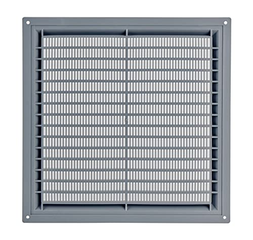 Beige - 250x250mm / 9x9'' - Rectangular Plastic Air Vent Grille with Anti-Insect Mesh - Fly Screen