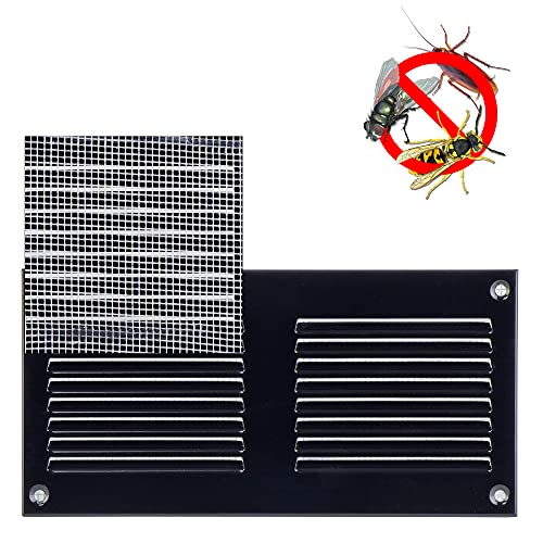 Black - 100x100mm / 4x4 inch - Black Metal Air Vent Cover with Insect Mesh - Ventilation Grilles