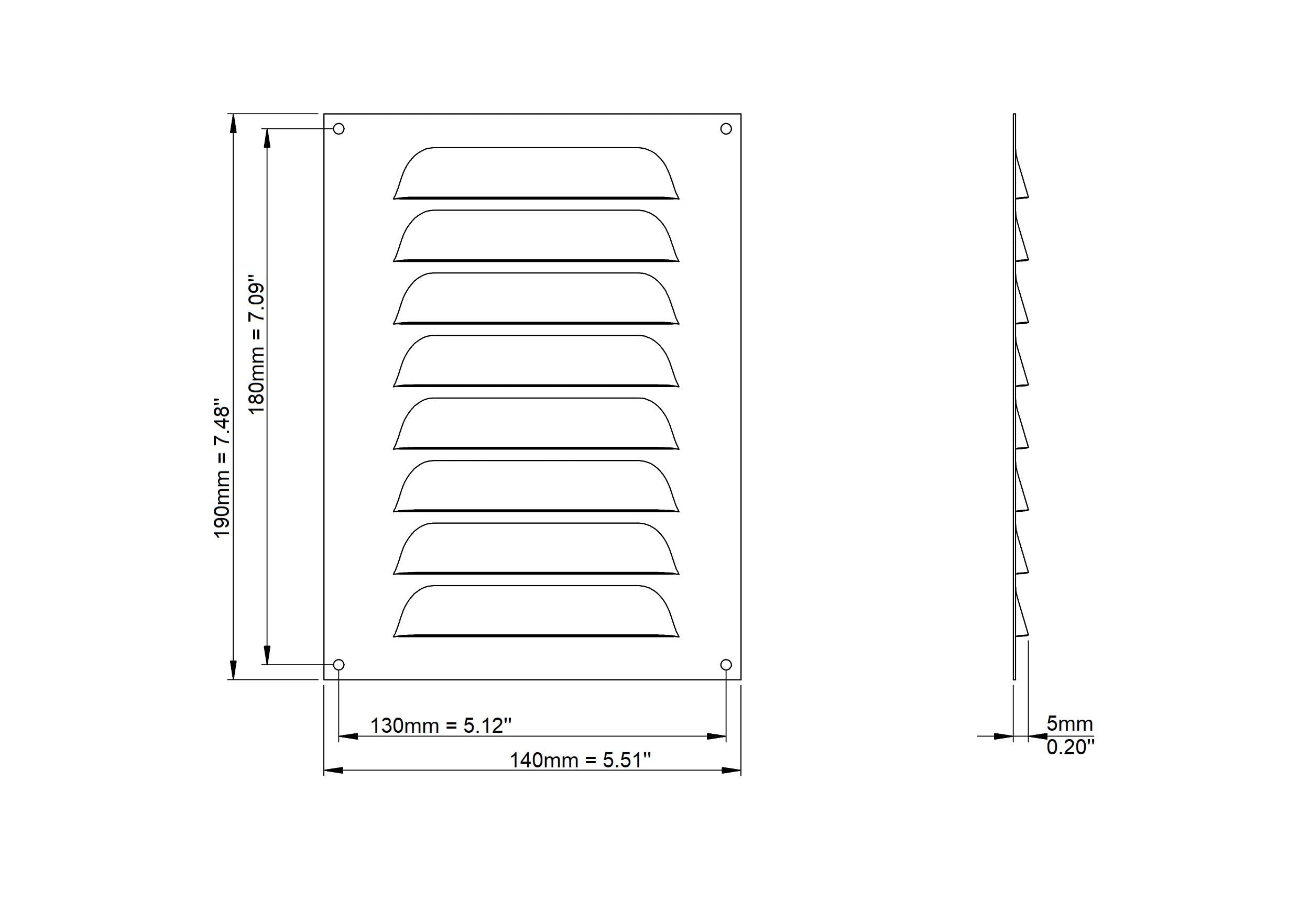 Copper - 260x280mm / 10x11 inch - Metal Air Vent Grille Cover with Insect Net - Ventilation Cover