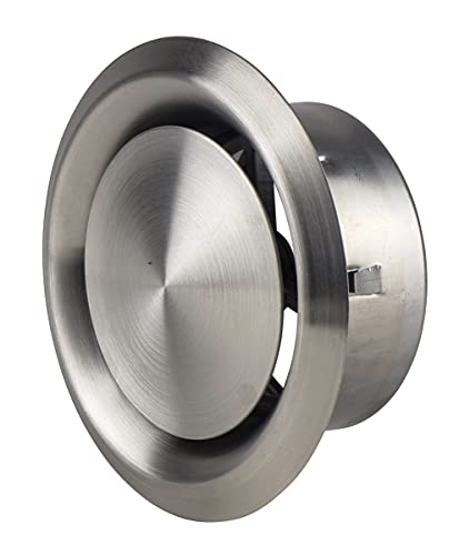 Stainless Steel - Ø 100mm / 4" - Exhaust / Supply - with mounting collar up to + 600°C - Stainless Steel DMi Round Air Extract Supply Valve - Ducting Cover Diffuser