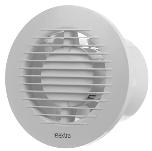 White - with Humidity Sensor and Timer - Ø 100 mm / 4 inch - Round Extractor Fan for Wall or Ceiling - Ventilation for Kitchen, Bath, Toilet, Bathroom