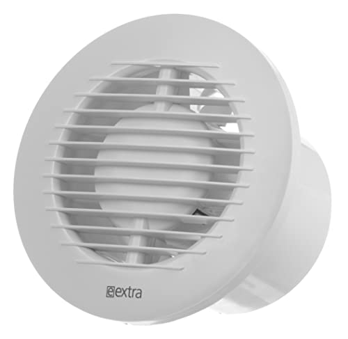 White - with Humidity Sensor and Timer - Ø 125 mm / 5 inch - Round Extractor Fan for Wall or Ceiling - Ventilation for Kitchen, Bath, Toilet, Bathroom