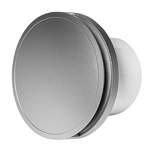 Silver - with Timer - Ø 125 mm / 5 inch - Decorative Round Extractor Fan for Wall or Ceiling - Ventilation for Kitchen, Bath, Toilet, Bathroom