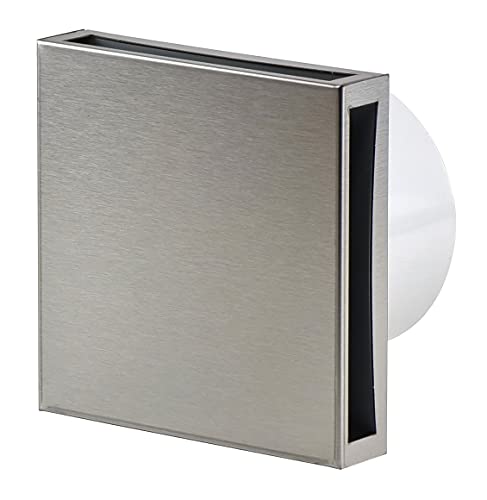 Stainless Steel - Basic - Ø 125 mm / 5 inch - Design Extractor Fan with Front Cover - Ventilation for Kitchen, Bath, Toilet, Bathroom