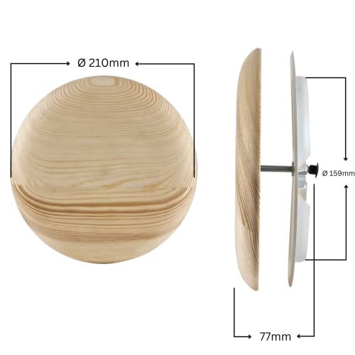 Wood, pine - 160mm - Exhaust / Supply - KD Wood Round Air Extract Supply Valve - Ducting Cover Diffuser