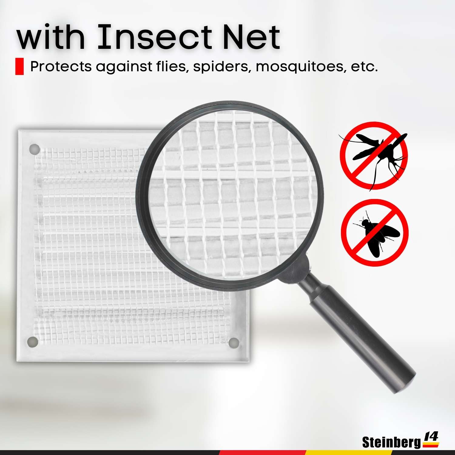 White - 100x100mm / 4x4'' - White Metal Air Vent Cover with Insect Net