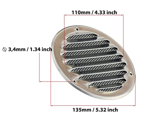 Aluminium - Ø 100 mm / 4 inch - Round Metal Air Vent Grille Cover with Insect Screen