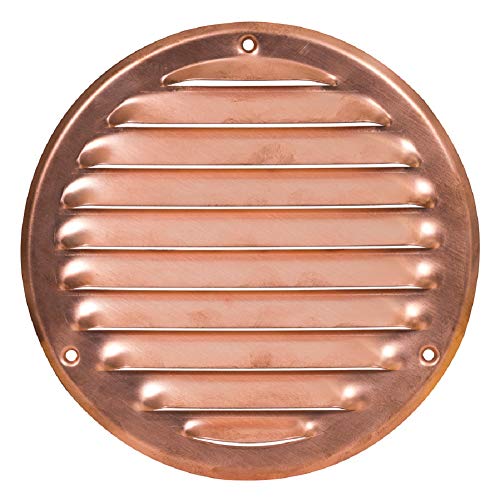 Copper - Ø 200 mm / 8 inch - Round Metal Air Vent Grille Cover with Insect Screen