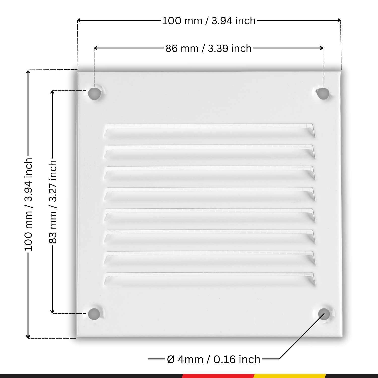 White Metal Air Vent Cover with Flyscreen