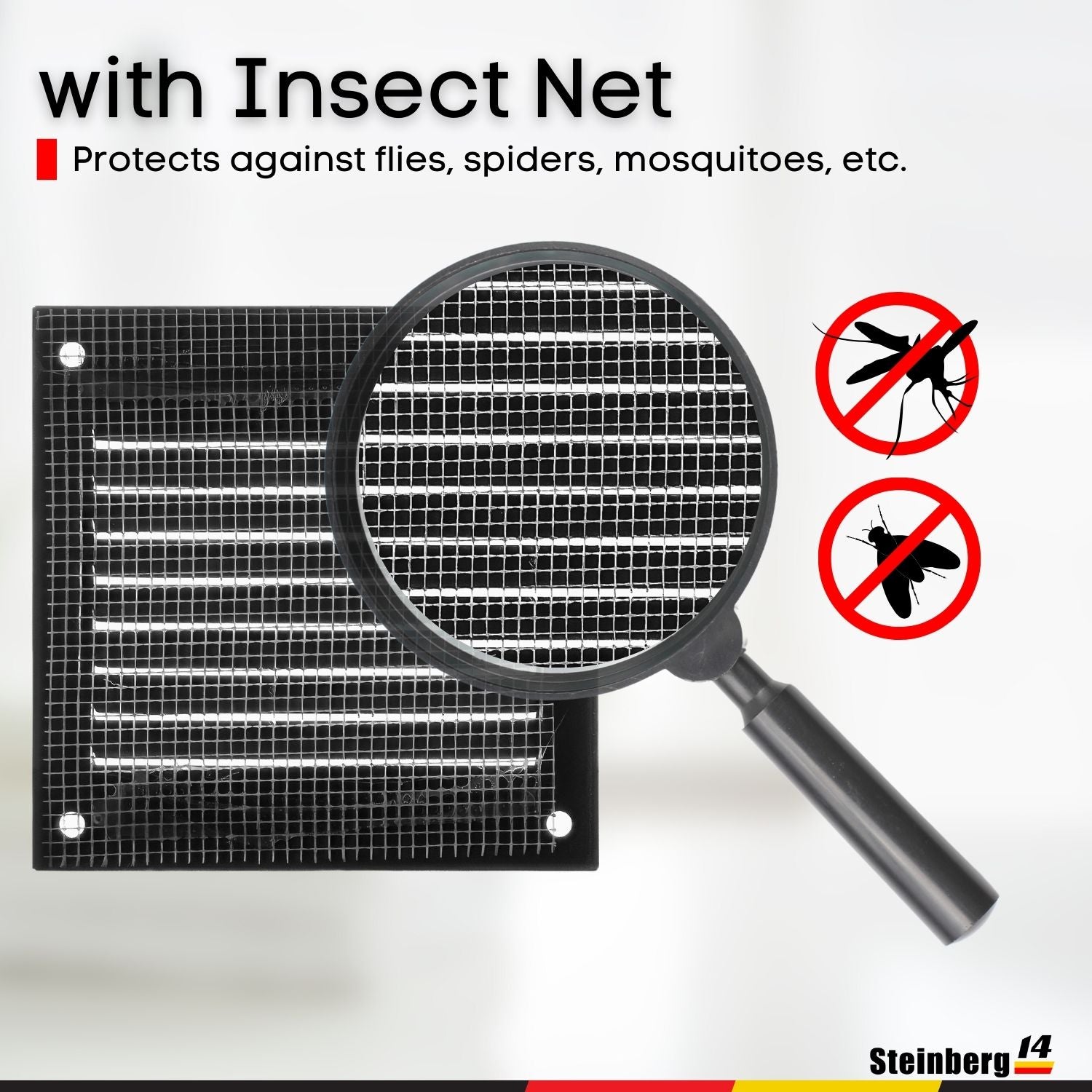 Anthracite - 200x100mm / 8x4'' - Anthracite Metal Air Vent Cover with Insect Net