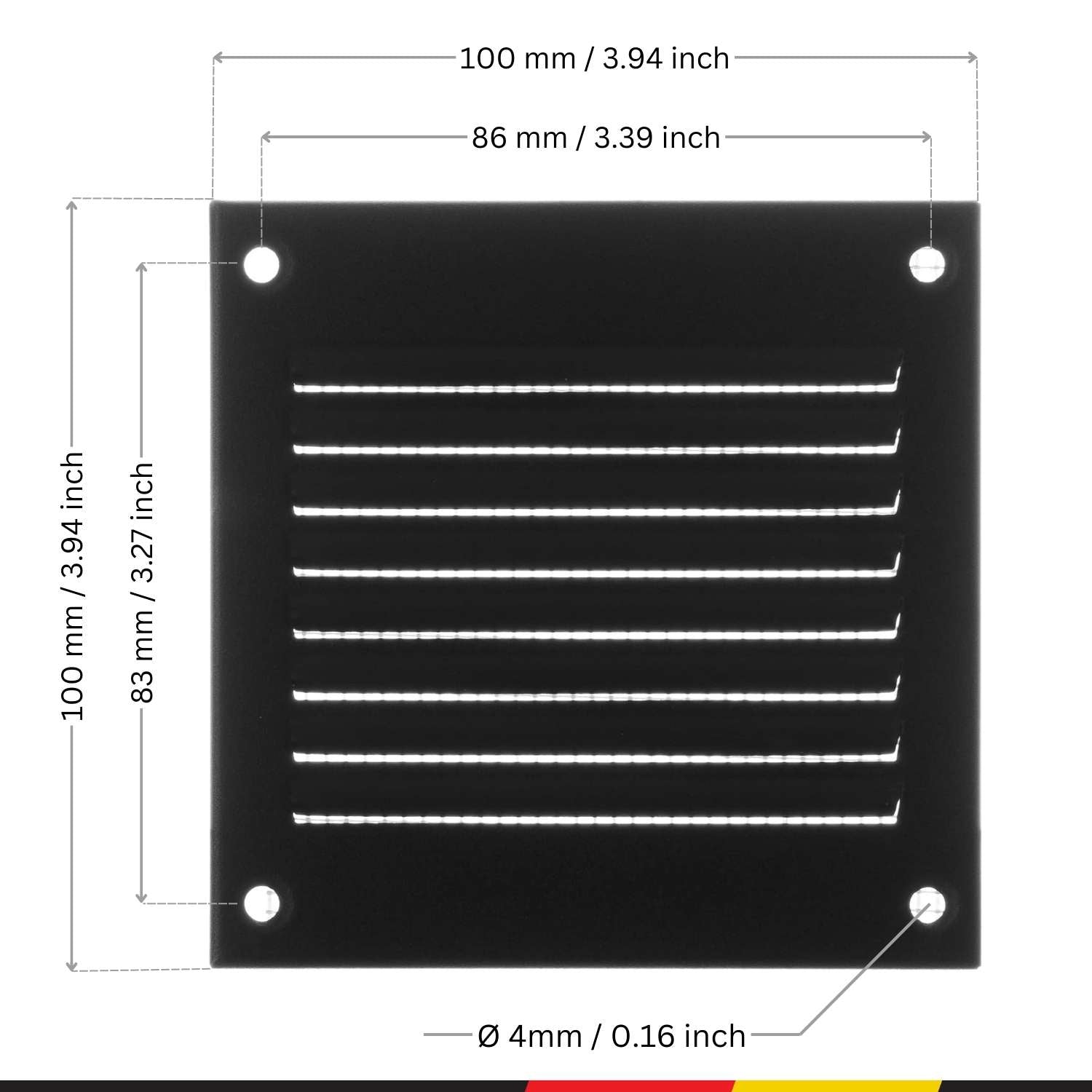 Anthracite Metal Air Vent Cover with Flyscreen