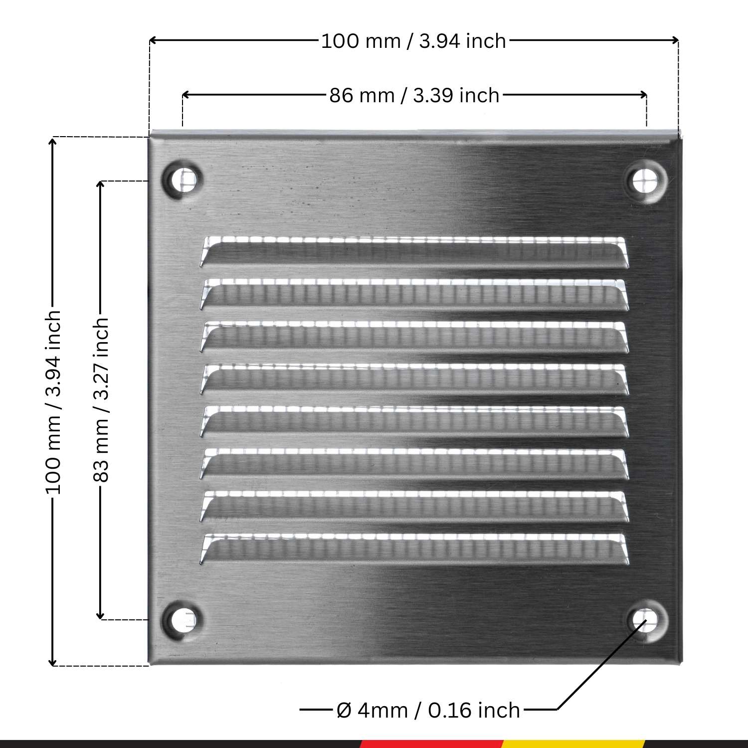 Prostko Ltd Stainless Steel Air Vent Grille 300mm X 200mm Fly Screen Flat Duct Cover