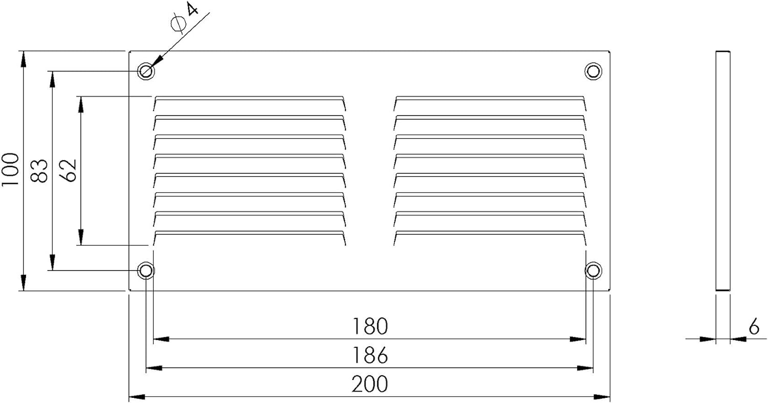 Black - 200x300mm / 8x12 inch - Black Metal Air Vent Cover with Insect Mesh - Ventilation Grilles