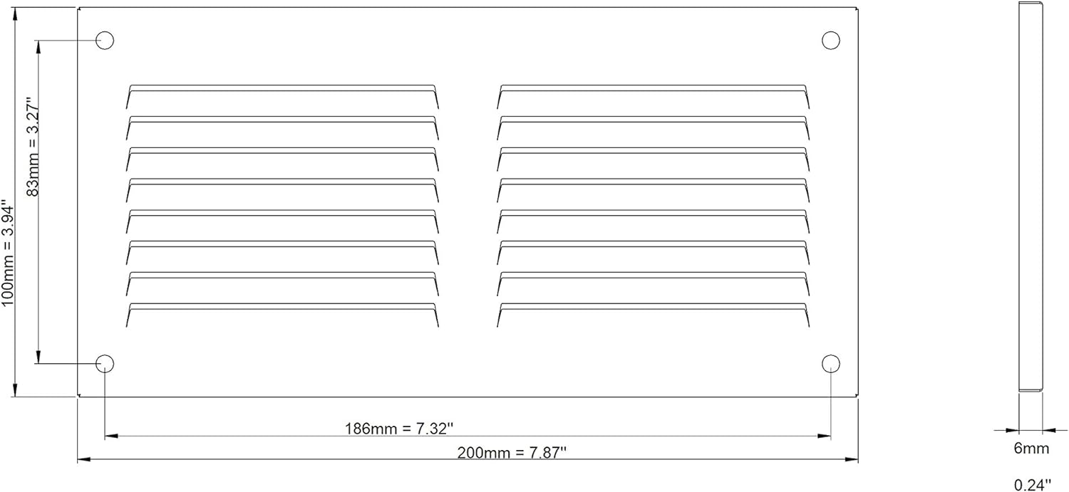 Galvanised Steel - 200x100 mm / 8x4 inch - Galvanised Steel Air Vent Cover with Insect Mesh