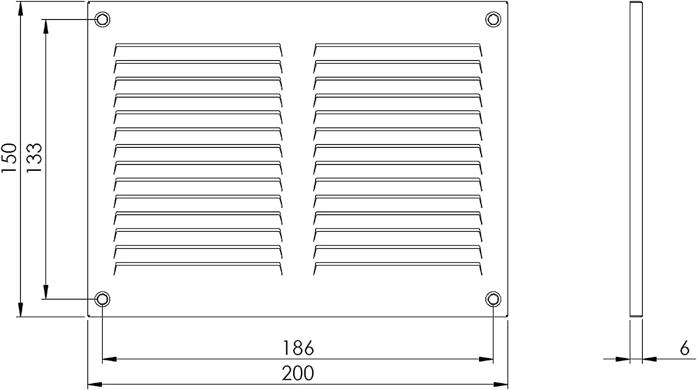 Galvanised Steel - 200x150 mm / 8x6 inch - Galvanised Steel Air Vent Cover with Insect Mesh