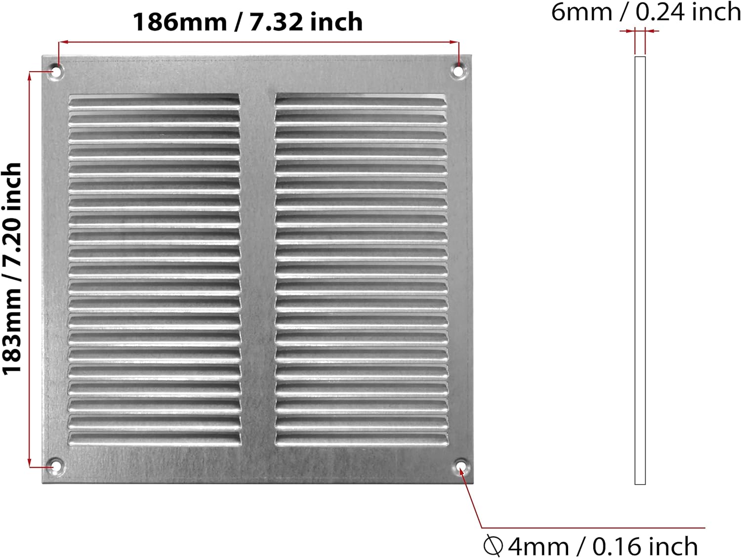 Galvanised Steel - 200x200 mm / 8x8 inch - Galvanised Steel Air Vent Cover with Insect Mesh