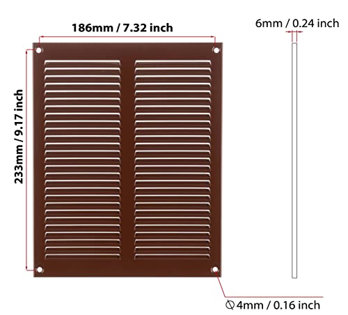 Brown - 200x250mm / 8x10'' - Brown Metal Air Vent Cover with Insect Mesh