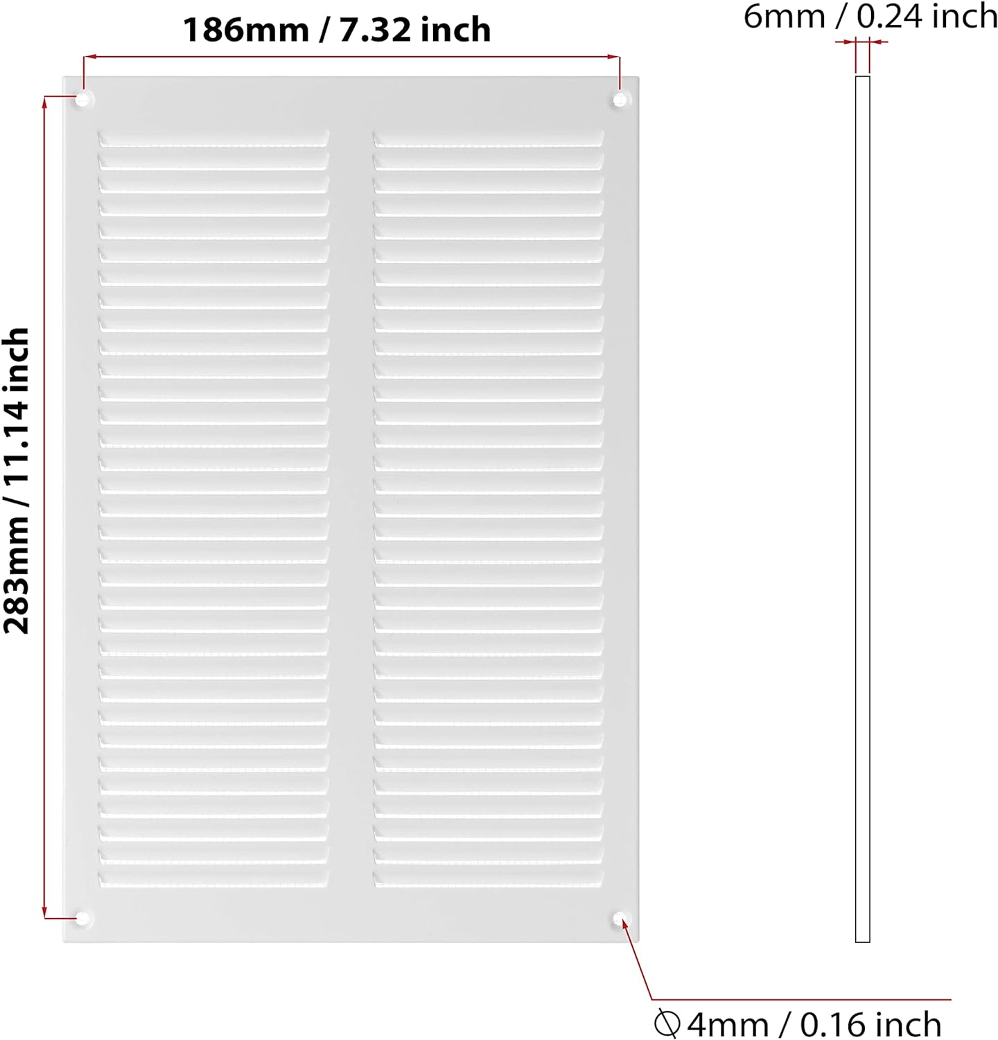 White - 200x300mm / 8x12'' - White Metal Air Vent Cover with Insect Net