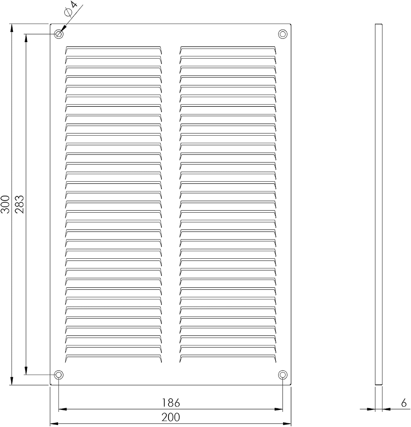 Galvanised Steel - 200x300 mm / 8x12 inch - Galvanised Steel Air Vent Cover with Insect Mesh