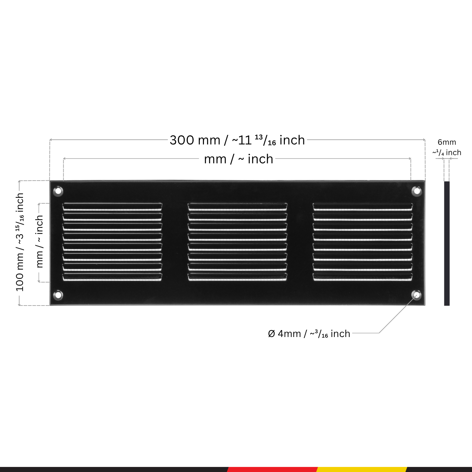 Black Metal Air Vent Cover with Insect Mesh - Ventilation Grilles