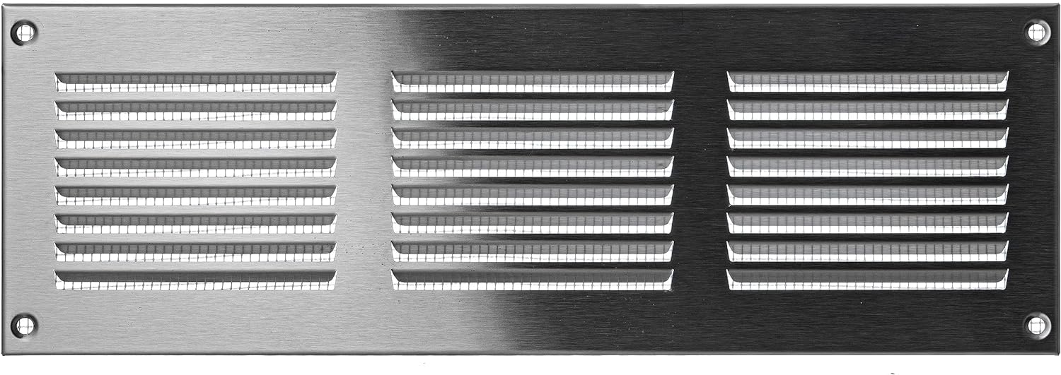 Stainless Steel - 30x10 cm / 12x4 inch - Stainless Steel Vent Cover with Insect Screen - Exhaust Air Grilles