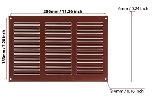 Brown - 300x200mm / 12x8'' - Brown Metal Air Vent Cover with Insect Mesh