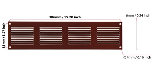 Brown - 400x100mm / 16x4'' - Brown Metal Air Vent Cover with Insect Mesh