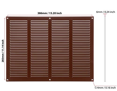 Brown - 400x300mm / 16x12'' - Brown Metal Air Vent Cover with Insect Mesh