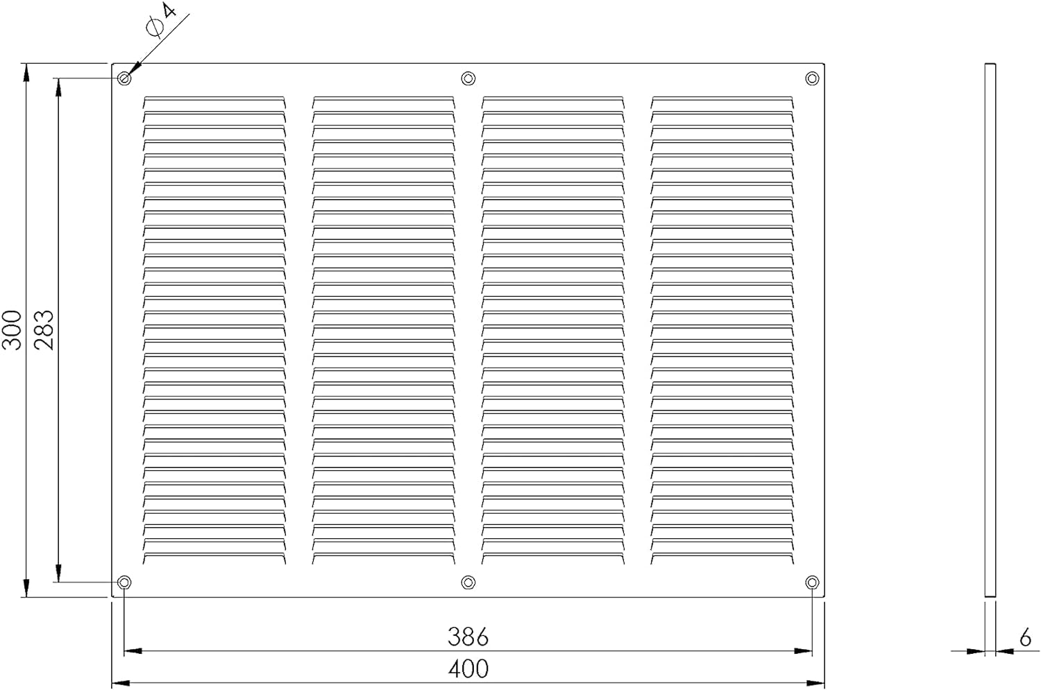 Black - 200x300mm / 8x12 inch - Black Metal Air Vent Cover with Insect Mesh - Ventilation Grilles